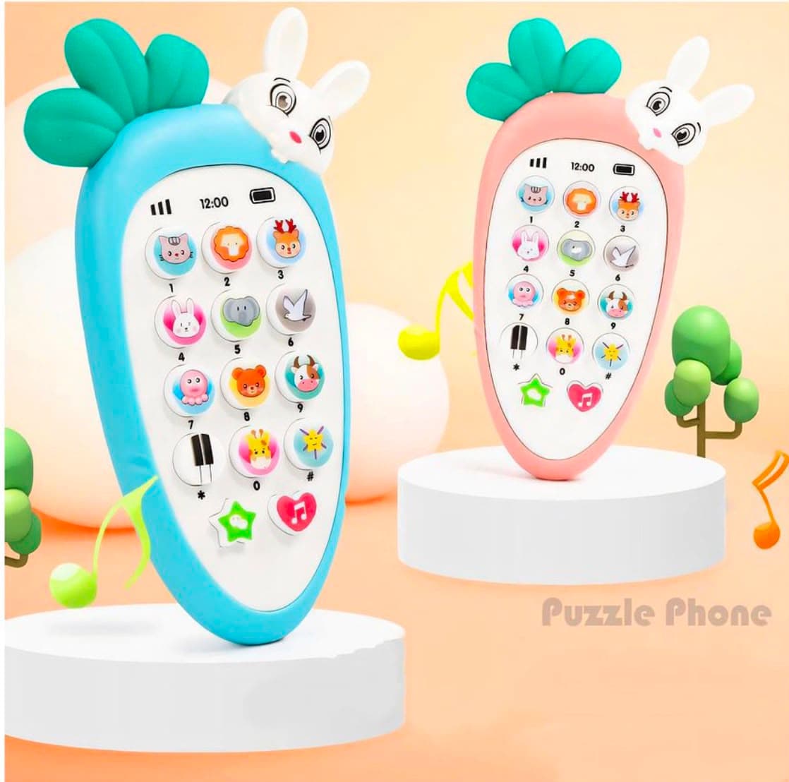 3D Baby Animal Phone Toy with Lights & Sounds