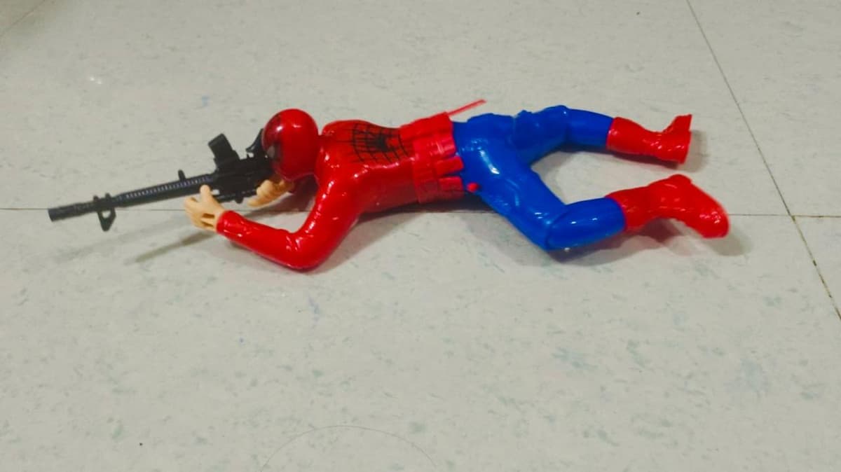 Crawling Spider-Man Toy with Gun